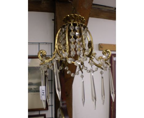 GILTED METAL AND GLASS LIGHT SHADE 