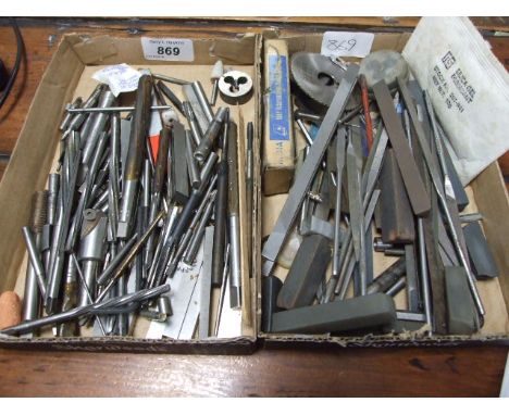 2 SMALL BOXES ENGINEERING TOOLS , FILES VARIOUS CUTTERS ETC