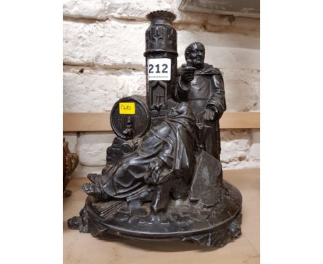 RARE ANTIQUE MONK FIGURES LAMP BASE 
