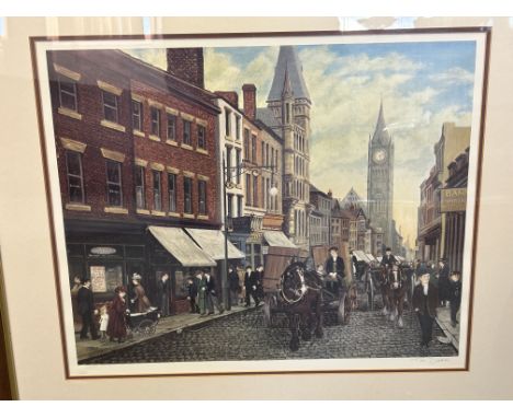 Tom Dodson signed with blind stamp 'street scene' print