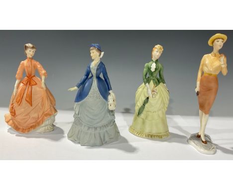 A Royal Worcester figure, Autumn Song; others, Sunday Morning; Charity; West End Girl (4) 
