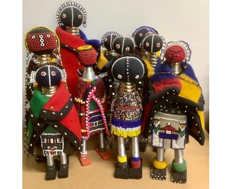 Tribal Art &amp; the Eclectic Interior - a collection of Ndebele beadwork fertility and initiation dolls, the largest 41cm hi