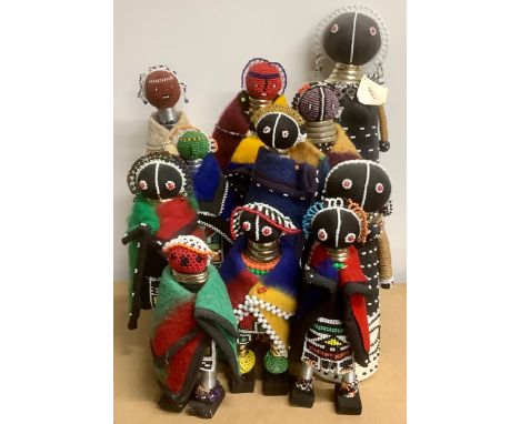 Tribal Art &amp; the Eclectic Interior - a collection of Ndebele beadwork fertility and initiation dolls, the largest 46cm hi