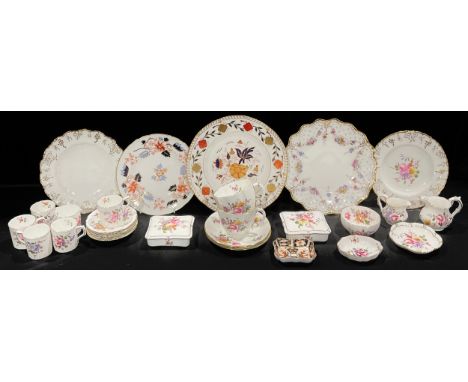 A Royal Crown Derby Royal Antoinette shaped circular plate, 25.5cm diameter, second quality; other Royal Crown Derby plates, 