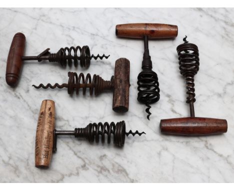 Helixophilia - an early 20th century spring barrel corkscrew, of advertising interest, the handle printed for O.H.B Scotch Wh
