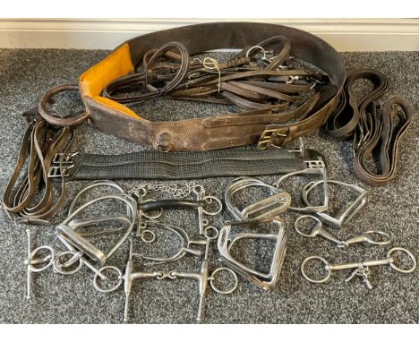 Riding - equestrian interest, a pair of 60" stirrup leathers; a pair of 48" stirrup leathers; two pairs of stainless steel st