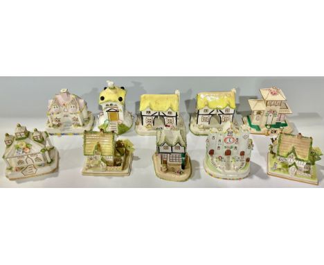 A Coalport porcelain cottage, Park Lodge; others, The Coaching Inn, Dove Cote, The Villa, The Old Curiosity Shop, The Clock T