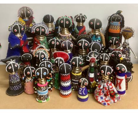 Tribal Art &amp; the Eclectic Interior - a collection of Ndebele beadwork fertility and initiation dolls, the largest 25cm hi