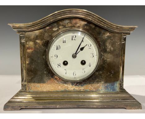 An Edwardian silver plated mantel clock 