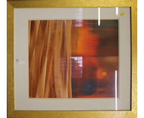 Michael R Reynolds 'Passion' - Abstract in red Oil on board, signed 49cm 43cm