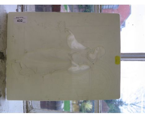 A K.P.M. lithophane panel depicting a medieval lady at a basin 32cm x 25cm