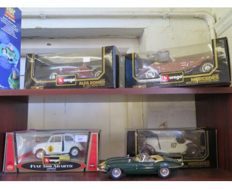 Burago die-cast scale models: Alfa Romeo 8c 2300 Monza (1931); Mercedes Benz 500K Roadster (1936); Mercades Benz DDKL ;Caracc