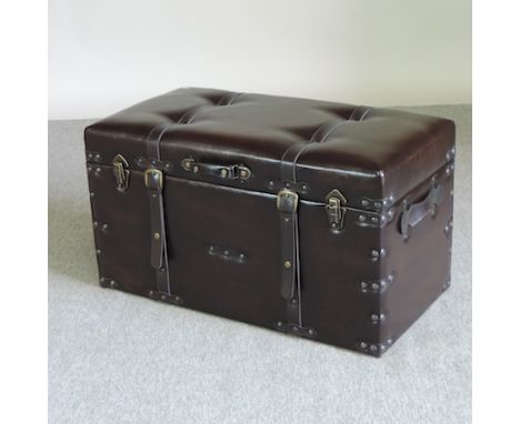 A contemporary leather trunk, 83cm