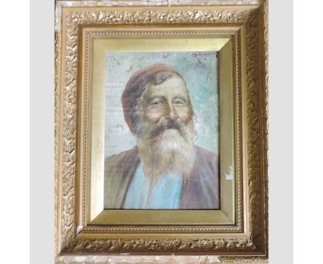 Italian School, 19th century, portrait of a bearded man, oil on canvas, signed indistinctly, 29 x 18cm