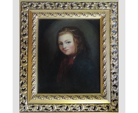 English School, 19th century, portrait of a young lady, oil on board, 32 x 27cm