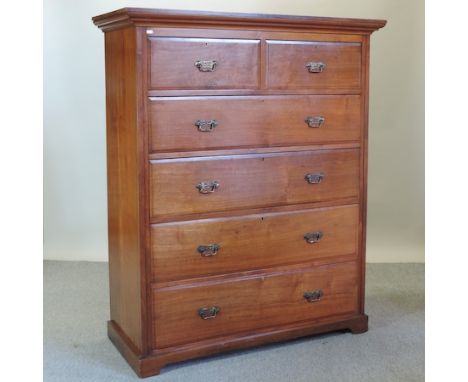 A large late 19th century walnut chest, on bracket feet, 126cm