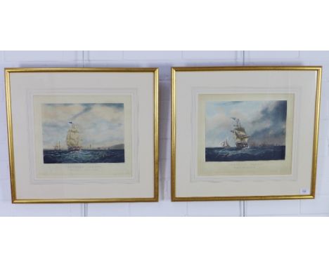 Outward Bound &amp; Homeward Bound, a pair of prints, under glass within gilded frames, sizes overall 56 x 51cm (2) 