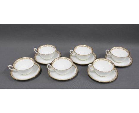 Wedgwood set of six bone china cups and saucers, with gilt edged rims, retailed by Thomas Goode &amp; Co, London (12) 