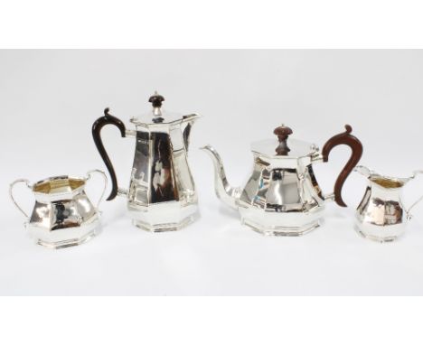 George VI silver four piece tea set, Roberts &amp; Belk, Sheffield 1943 (4) 