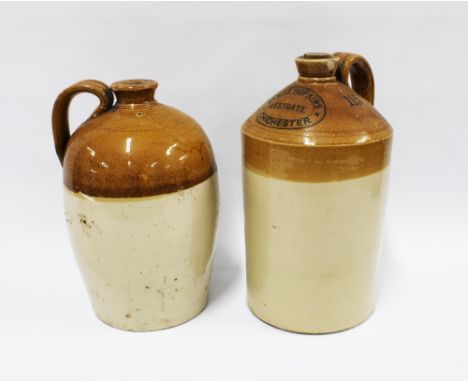 James Hopkins Chichester stoneware flagon and another stoneware flask and a stoneware hot water bottle, 33cm high   (3) 