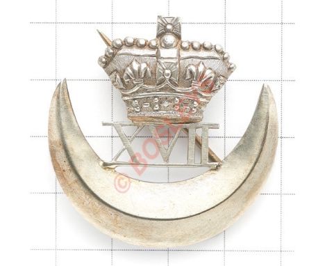 Indian Army, 17th Loyal Punjab Regiment Victorian Officer’s pagri badge. A fine native silver example. Crowned “XVII” resting