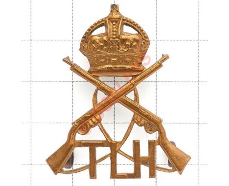 South African. Tembuland Light Horse cap badge circa 1905-09. Die-stamped brass. (Owen 336) Three loops VGC Raised 1.6.1.1905