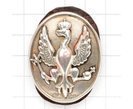 14/20th Hussars 1930 Birmingham hallmarked silver NCO’s arm badge With backing leather. High points polished F & S (Firmin & 