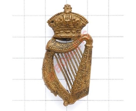 Royal Irish Reserve Regiment Boer War OR’s brass cap badge. Scarce die-stamped Imperial crowned Harp. (KK 1132) Loops VGC Als