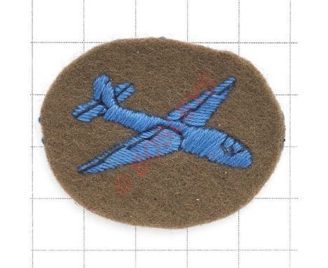 Glider-Borne Troops, Airborne Forces WW2 cloth arm badge. Blue glider embroidered on felt khaki oval. VGC See “British Army P