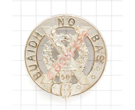 Canadian 50th Regiment (Gordon Highlanders of Canada) glengarry badge circa 1913-20 . Scarce nicely silvered example Loops VG