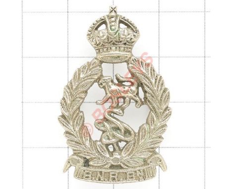 Indian Army. Bengal Nagpur Railway Battalion AFI cap badge. Cast crowned laurel sprays on “B.N.R.Bn.” scroll; Tiger and cyphe