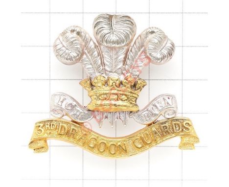 3rd Dragoon Guards pre 1922 Officer’s silver and gilt cap badge Fine die-cast example. Loops VGC 