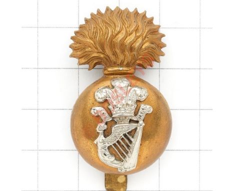 Princess Victoria’s (Royal Irish Fusiliers) scarce large bi-metal Brodrick cap badge circa 1902-05. Die-cast flaming grenade,