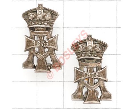 Yorkshire Regiment pair of 1934 Birmingham hallmarked silver collar badges. Fine die-cast pair. (2 items) Loops (with lion pa