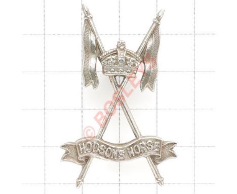 Indian Army. Hodson’s Horse (4th DCO’s Own Lancers) 1945 Birmingham hallmarked silver Officer’s cap badge. Fine die-cast crow