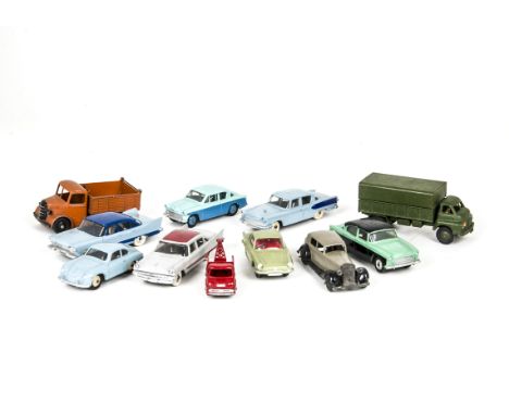 Dinky Toys, including 182 Porsche 356A, light blue body, cream hubs, 166 Sunbeam Rapier, 179 Studebaker President, 178 Plymou