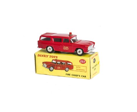 A Dinky Toys 257 Nash Rambler Fire Chief's Car, red body, spun hubs, in original box, VG-E, box F 