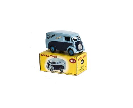 A Dinky Toys 465 Morris 'Capstan' Van, light and dark blue body, mid-blue hubs, 'Have A Capstan' decal, in original box, E, f