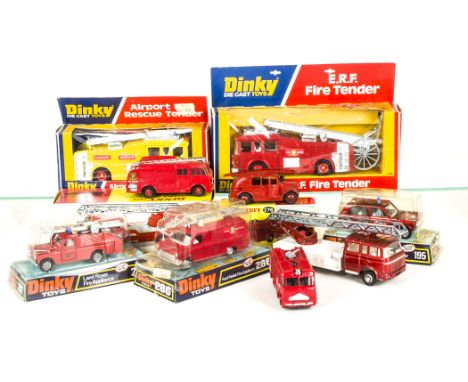 Dinky Toy Fire Service Vehicles, 276 Airport Fire Tender, 956 Turntable Fire Escape, 286 Ford Transit Fire Appliance, 263 Air