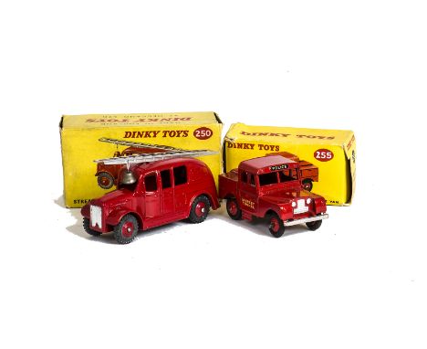 Dinky Toy Emergency Service Vehicles, 250 Streamlined Fire Engine, red body and hubs, silver tinplate ladder, bell and trim, 