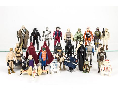 Vintage Star Wars Figures, thirty plus including R2-D2 Sensorscope, Power Droid, Walrus Man, Dengar, Leia Endor Fatigues, Luk