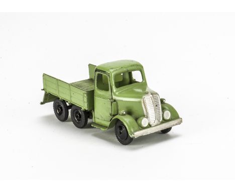 Britains very rare post-WW2 version of 60F 6 wheel tipping farm lorry in light green,  complete with driver in dark green uni