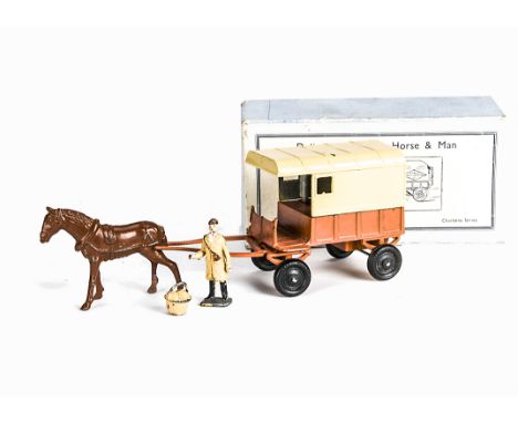 Charbens boxed post-WW2 diecast set No.7 Delivery Van with Horse and Man, VG complete and original condition in VG box,  comp