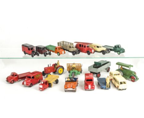 Dinky Toy Commercials, including 31a Trojan 'Esso' Dunlop Van, 31b Trojan 'Dunlop' Van, Observation Coach, B.E.V Truck, Mecha