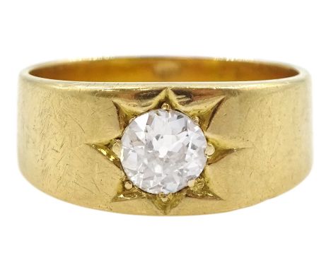 Early 20th century gold gypsy set single stone old cut diamond ring, diamond approx 0.45 caratCondition Report:Approx 6.95gm,