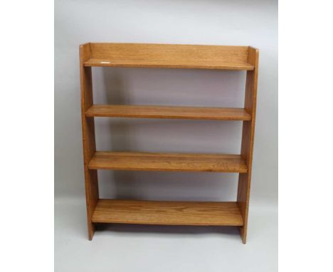 A SMALL OAK FOUR SHELF BOOKCASE, 76cm wide 