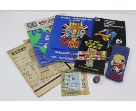 A SELECTION OF WORLD CUP MERCHANDISE AND EPHEMERA, to include; an original 1966 Final Programme, an original '66 tournament s