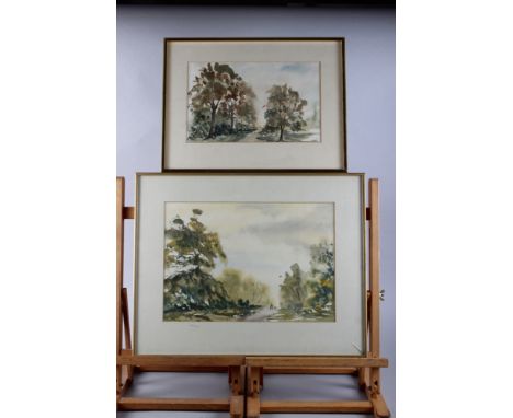 H Edwards: a pair of watercolours, "Cottage Scenes", 9 1/2" x 13 1/4", in ebonised strip frames, a Bill Toop limited edition 