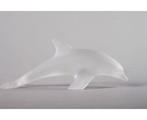 A Lalique frosted glass model of a dolphin, 5 3/4" long x 2 1/4" highCondition:No visible issues 