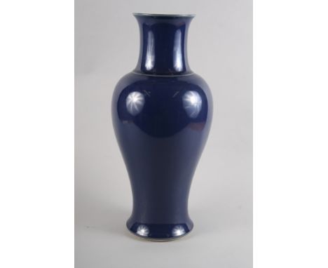 A Chinese blue and gilt decorated Rouleau vase with figure decoration, now converted to a lamp base, 18" high (damages), and 